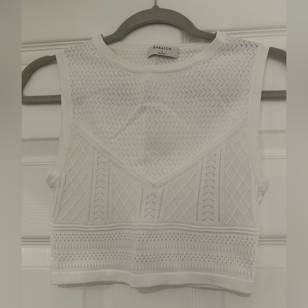 Babaton Textured White Tank Top